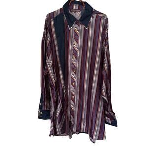 Silversilk 5x Purple Label 80% Silk Long Sleeve Shirt Purple Denim Blue XXXXXL